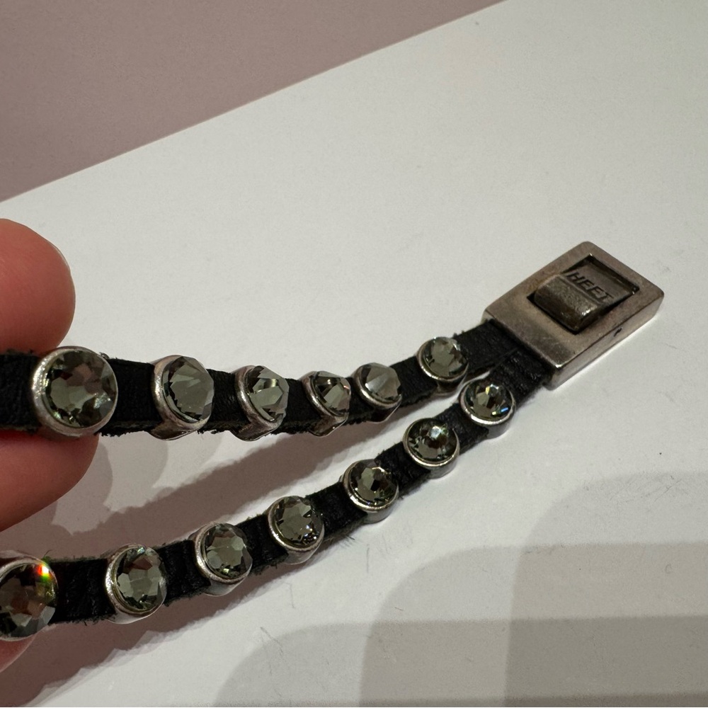 HEET Rockstar Designer Bracelet 2
Black Leather Straps 18 Swarovski
Crystals - Picture 4 of 9